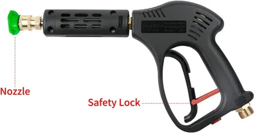 Miniatura 7 de Pistola corta para lavadora a presión, 5 puntas de boquilla, varilla curva de extensión de 7 pulgadas, accesorio M22, reemplazo de agua fría