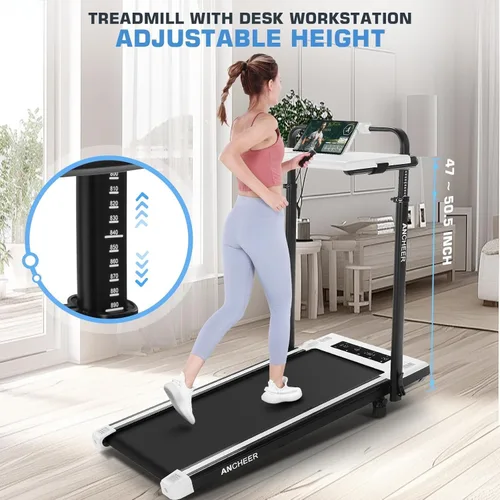 Miniatura 9 de Cinta de Correr Walking Pad con Estación de Trabajo de Escritorio, Cintas de Correr Plegables de 3.5 HP con Inclinación del 15% y Barra de Maniobra