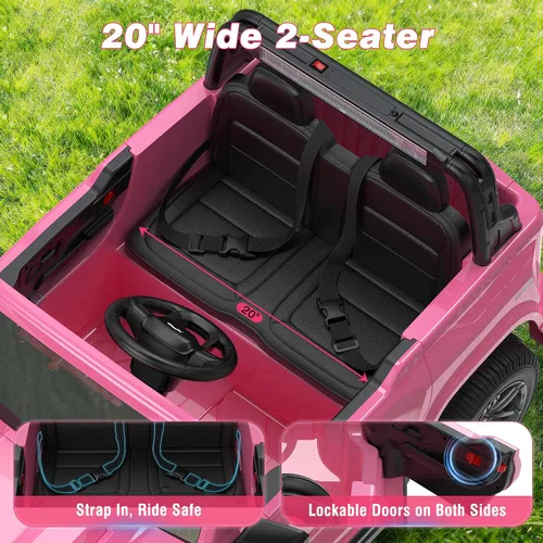 Miniatura 4 de ARBELI Juguetes de paseo de 2 plazas y 24 V para niños, auto eléctrico Chevrolet con licencia con control remoto, 4 motores de 200 W, 4WD/2WD, Rosa