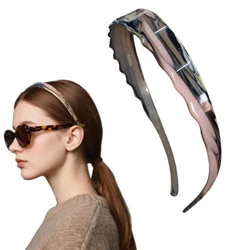 Miniatura 22 de Diademas de acetato para mujer - Diademas delgadas antideslizantes con dientes, diseño amigable con gafas, accesorios para el cabello estilo 90s
