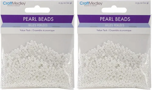 Miniatura 3 de Craft Medley 850 cuentas de perlas acrílicas, 0.118 in, blanco elegante