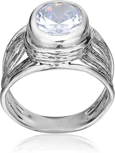 Miniatura 5 de JEAN RACHEL JEWELRY Anillo de plata de ley 925 con un bisel de circonita cúbica transparente ovalada blanca, hipoalergénico, sin níquel ni plomo