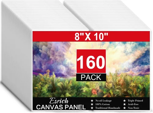 Miniatura 19 de ESRICH Lienzos para pintar de 8 x 10 pulgadas, paquete de 14 tableros de lienzo en blanco a granel, lienzo de algodón para pintura al óleo, acrílico