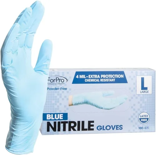 Miniatura 15 de ForPro Disposable Nitrile Gloves, Chemical Resistant, Powder-Free, Latex-Free, Non-Sterile, Food Safe, 4 Mil Negro