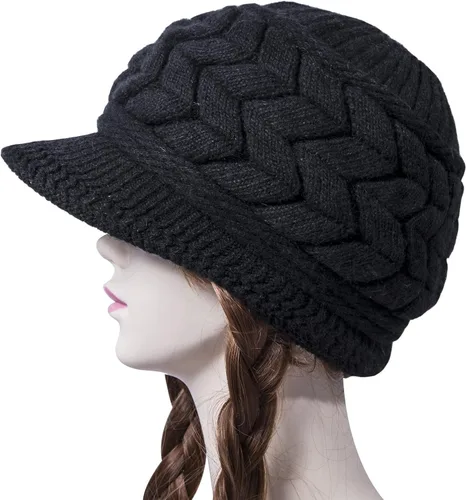 Miniatura 2 de Loritta Gorro de invierno para mujer, gorro de lana con visera