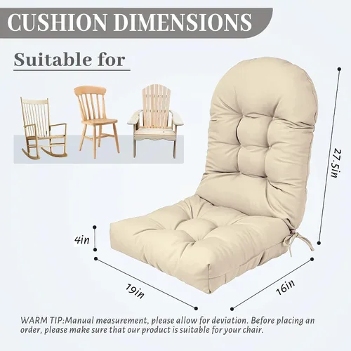 Miniatura 2 de Adirondack - Cojín para silla mecedora, de algodón PP de alta elasticidad, acolchado para respaldo de asiento, para interiores y exteriores