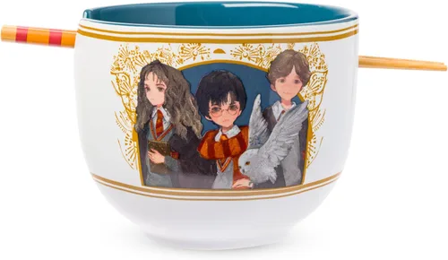 Miniatura 20 de Silver Buffalo Harry Potter Icons - Tazón de cerámica para fideos ramen y arroz con palillos, apto para microondas, 20 onzas Harry Potter Hogwarts