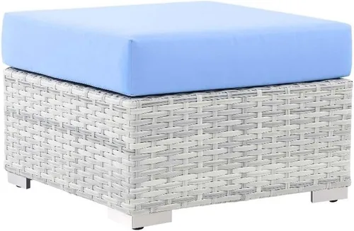 Miniatura 39 de Modway Convene - Otomana rectangular de mimbre para patio al aire libre, color gris claro
