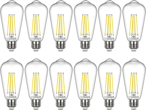 Sigalux Edison Bulbs, Bombilla LED E26 ST58 de filamento transparente, no regulable, bombillas vintage, equivalente a 60 W, 700 lúmenes, luz blanca