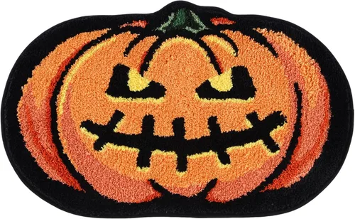 Alfombra de baño de calabaza de Halloween de 20 x 32 pulgadas, suave y absorbente, alfombra de baño de otoño, antideslizante, lavable, decoración de