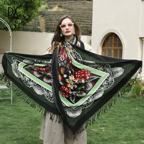 Miniatura 233 de DANA XU Manta de pashmina extragrande 100% de lana merina, bufanda de viaje, bufanda de cachemira para mujer, otoño e invierno, chal de gran