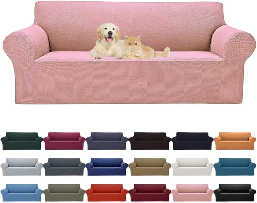 Miniatura 38 de Cupuamon Funda elástica para sofá de 1 plaza, funda protectora de muebles con parte inferior elástica de tela jacquard a cuadros pequeños para Beige