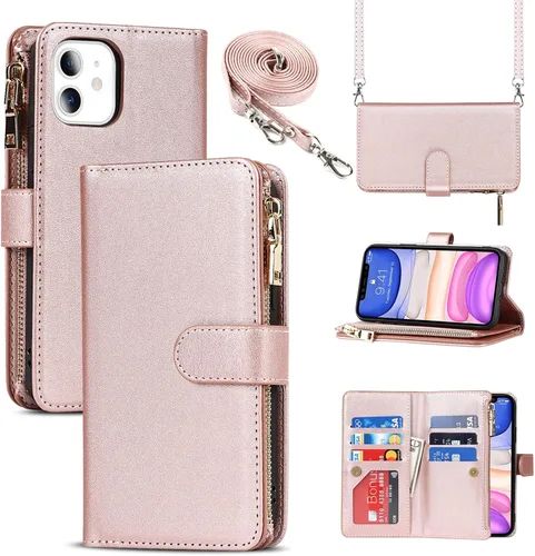 Miniatura 11 de Funda para iPhone 11 para mujer, funda para iPhone 11 con soporte para tarjetas, funda cruzada con tarjeteros y ranuras para tarjetas de crédito