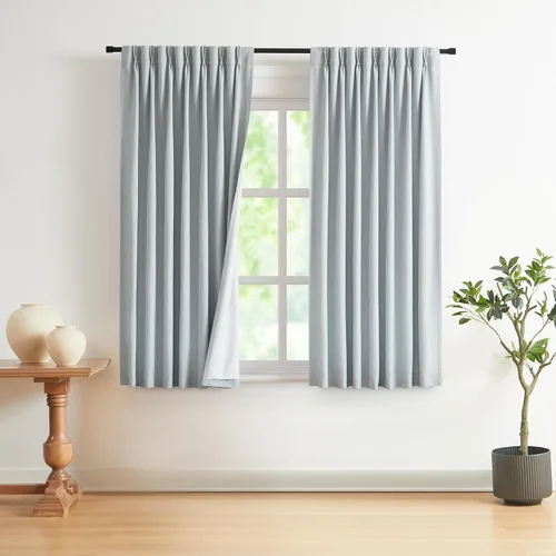 Miniatura 37 de Vision Home Cortinas marrones con pliegues pinzados de bloqueo total, cortinas de ventana de lino mezclado para oscurecimiento de la habitación, 95