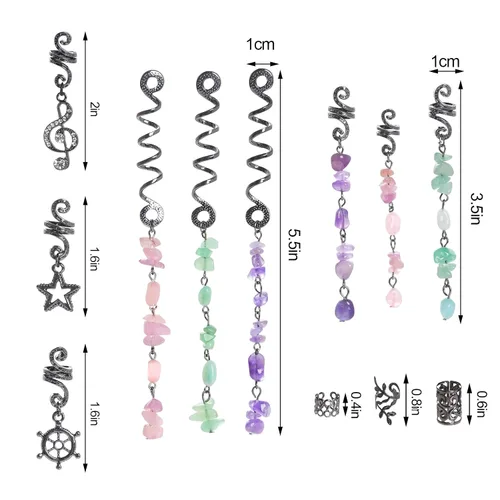 Miniatura 2 de hoyuwak - 40 piezas de joyería para trenzas, accesorios para rastas y loc, cuentas para el cabello, pinzas, puños, anillos y encantos para mujeres