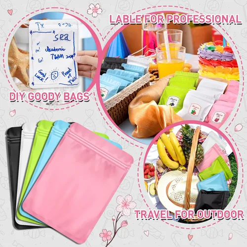 Miniatura 6 de FUNFERY 100 paquete de bolsas de embalaje de Mylar negras, bolsas resellables de doble cara, bolsas de cierre hermético a prueba de olores, bolsas