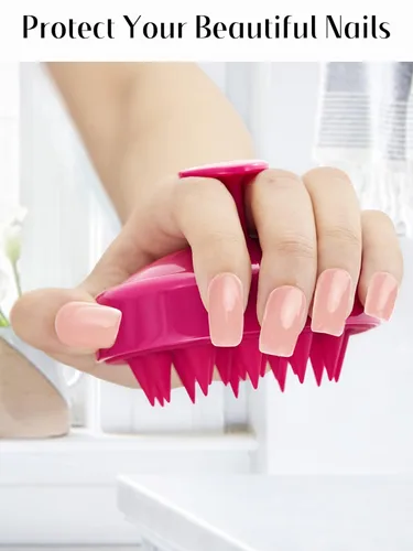Miniatura 4 de HEETA Masajeador de cuero cabelludo para el crecimiento del cabello, cepillo de champú exfoliante de cuero cabelludo de silicona suave para Rojo