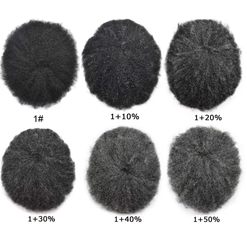 Miniatura 4 de Afro Toupee para hombres negros, rizado afroamericano, todo encaje afro ondulado masculino, sistemas de reemplazo de cabello 100% cabello humano