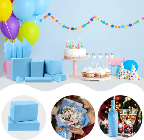 Miniatura 2 de Papel de seda azul claro, 80 hojas de papel de seda azul claro para envolver a granel de 14 x 20 pulgadas, papel de seda azul para bolsa de regalo