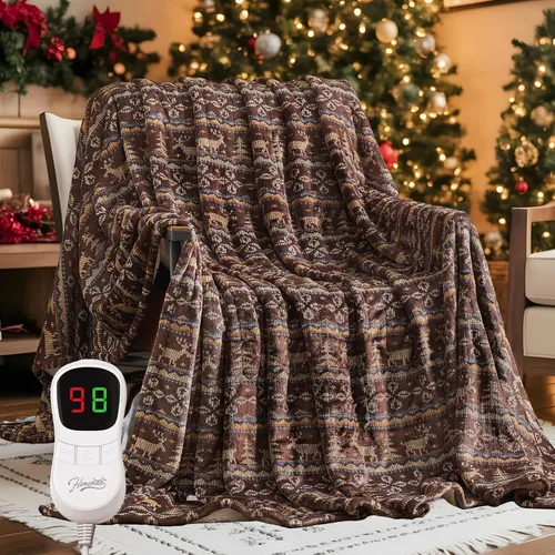 Miniatura 25 de Homemate - Manta eléctrica térmica de franela suave - 50"x60" con 10 niveles de calor rápido, 8 horas de apagado automático, protección contra