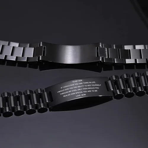 Miniatura 3 de MEALGUET - Pulsera de acero inoxidable con texto inspirador grabado, regalo de cumpleaños, de graduación, de mamá o papá, regalo de Navidad