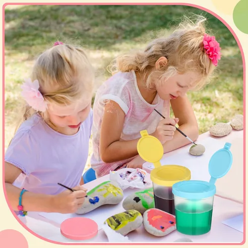 Miniatura 6 de Zonon Juego de 50 vasos de pintura de 6 onzas, antiderrames, con tapas abiertas, suministros de arte para la escuela, aula, estudio de artistas