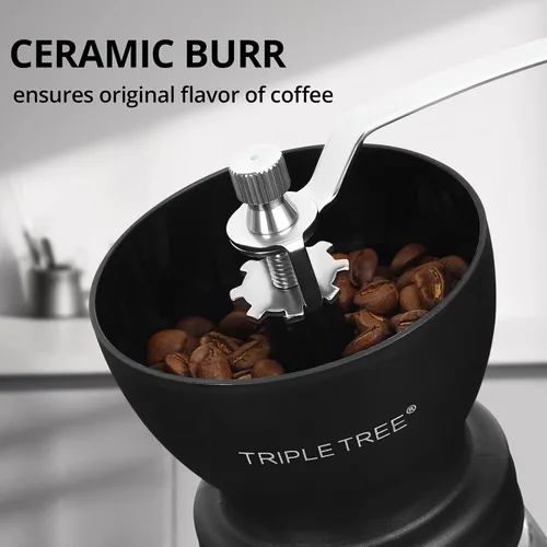Miniatura 4 de Molinillo de café manual con rebabas de cerámica y mango de acero inoxidable alargado, molinillo de café de mano con 2 frascos de vidrio
