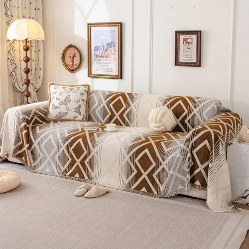 Miniatura 49 de ROOMLIFE Manta Funda Azteca Bohemia para Sofá, Decoración del Hogar Estilo Granja, Fundas de Sofá para Loveseat, Sofás de 2/3 Cojines, Apta