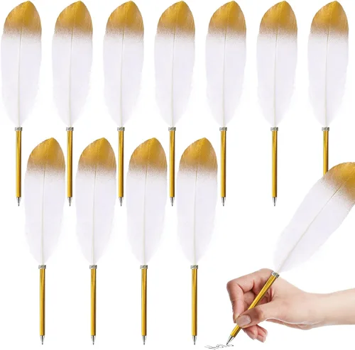 12 bolígrafos de plumas vintage, bolígrafo suave y esponjoso para invitados, suministros de boda, fiesta nupcial, 10.6 pulgadas