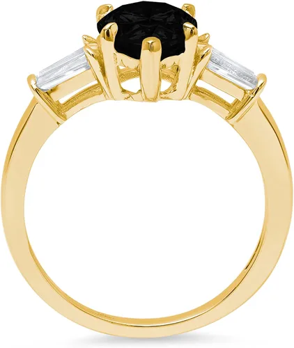 Miniatura 2 de Clara Pucci Solitario de 3 piedras de corte baguette de pera de 2.47 quilates con acento impecable de ónix negro natural VVS1 Anillo moderno
