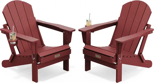 Miniatura 67 de SERWALL - Silla plegable Adirondack para patio, jardín, exterior, resistente a la intemperie, sillas para hoguera, color naranja