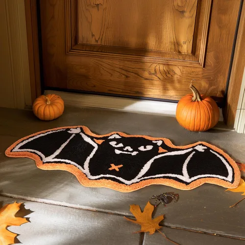 Miniatura 6 de Ashler - Alfombra de baño de murciélago de Halloween, alfombra de baño para decoración de Halloween, alfombras de área góticas, alfombras