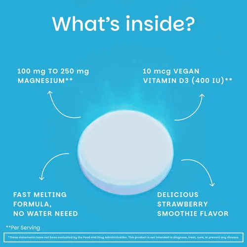 Miniatura 4 de EZ Melts Calcio y Magnesio - Suplemento diario para la salud del corazón, huesos, sistema inmunológico y cerebro - con vitamina D3 - Sin GMO