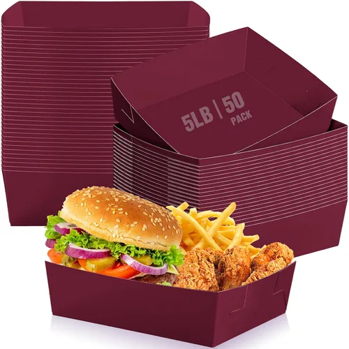 Miniatura 21 de Uiifan 50 bandejas de papel extra grandes de 5 libras desechables para alimentos, barco, nachos, bandejas para servir aperitivos, resistentes a