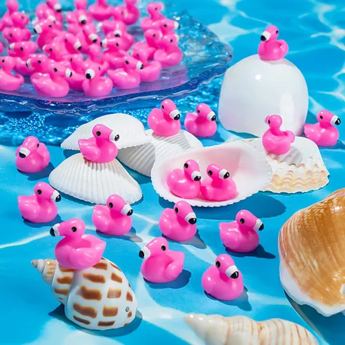 Miniatura 3 de HFAYDZSW 100 piezas de mini patos de flamenco de resina, figuras diminutas de flamenco para decoración de pastel, casa de muñecas, paisaje