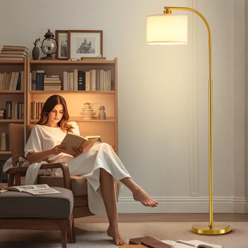 Miniatura 7 de Lámpara de pie alta para sala de estar, lámpara de pie moderna de 65'' con bombilla LED de 9W, elegante lámpara de pie con pantalla de tela, lámpara