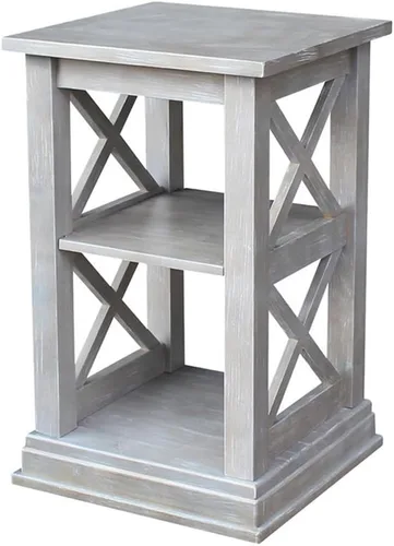 Miniatura 11 de IC International Concepts Hampton - Mesa decorativa de madera maciza con estantes, color negro