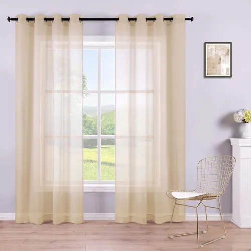 Miniatura 79 de KOUFALL Cortinas traslúcidas de 120 pulgadas de 2 paneles con ojales, juego extra largo de 10 pies de largo, cortinas altas para ventana grande, 52