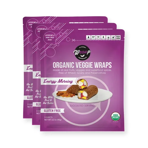 Miniatura 8 de WrawP Mini envolturas orgánicas para verduras – PICANTE (paquete de 3) ESTABLES EN ESTANTE, todo natural, sin gluten, paleo, vegano crudo. Perfecto