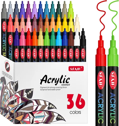 Miniatura 9 de SFAIH Rotuladores de pintura acrílica blancos - Marcadores de pintura, bolígrafos de pintura - Paquete de 8 marcadores acrílicos para pintar sobre 8