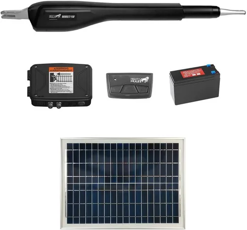 Mighty Mule MM571W Paquete solar – Abridor de puerta inteligente resistente (panel solar de 20 W)