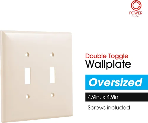 Miniatura 2 de Power Gear - Placa para interruptor doble en pared, gran tamaño, color almendra claro