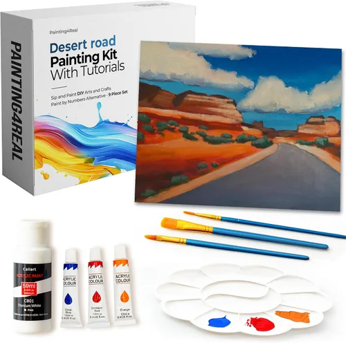 Miniatura 15 de Painting4Real Kit de clase de pintura de bricolaje para adultos con tutoriales en video: Aprende a pintar Amber Lake - Cómo pintar con acrílicos