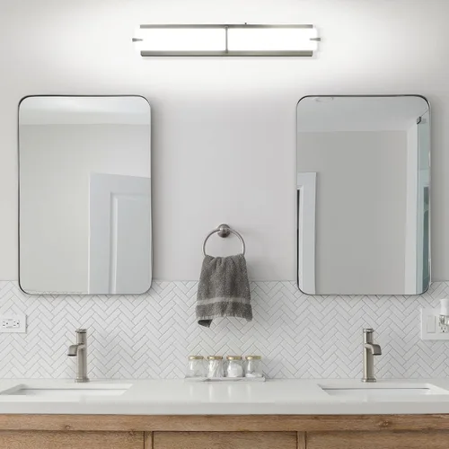 Miniatura 3 de LUXRITE Luces LED de tocador de 24 pulgadas de níquel cepillado para baño, 3CCT seleccionables, 3000K, 4000K, 5000K, barra de luz moderna sobre