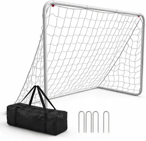 Garvee Steel Competition Soccer Goal, 6x4ft / L-6x4ft / 7x5ft / 8x5ft / 12 x 6ft Portable Backyard Soccer Goal with Net & Ground Stakes, Outdoor