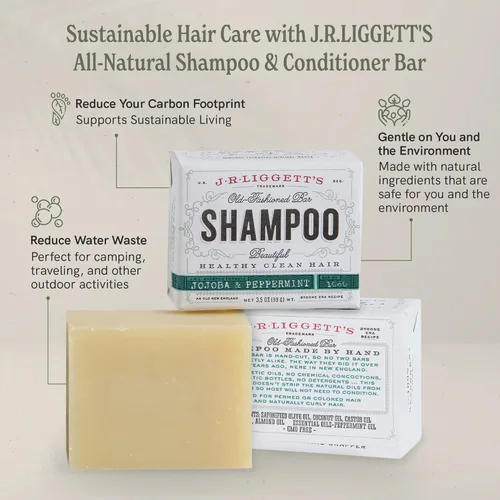 Miniatura 7 de J.R.LIGGETT'S - Barra de champú y acondicionador de fórmula de jojoba y menta, paquete de 3 unidades, totalmente natural, juego sólido