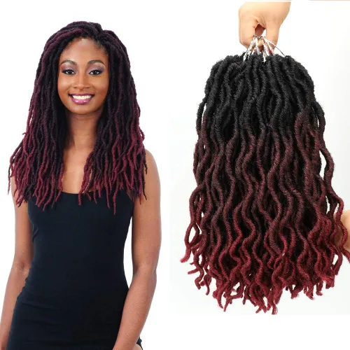Miniatura 23 de Eliza Rastas gitanas onduladas de 18 pulgadas, cabello de ganchillo suave, 6 paquetes de trenzas sintéticas de diosa, raíces africanas, extensiones