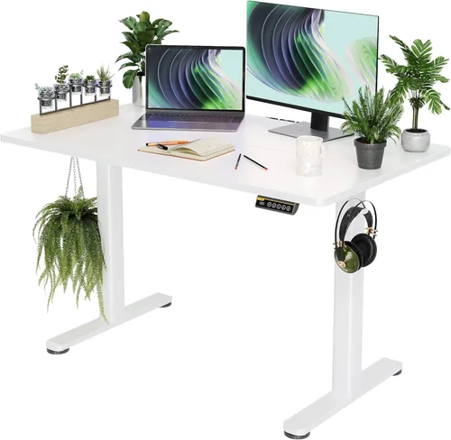 Miniatura 33 de Claiks Escritorio Eléctrico de Pie, Escritorio Ajustable de Altura para Pararse, Escritorio de Oficina en Casa de 48x24 Pulgadas con Tablero