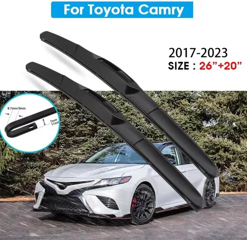 Miniatura 2 de Escobillas de limpiaparabrisas delantero híbridas compatibles con Toyota Camry XV70 LE TRD SX 2017-2023 cepillos de parabrisas de 26 + 20 pulgadas