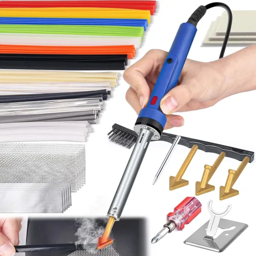 Kit de Soldador de Plástico de 130W Deluxe, Kit de Soldador de Hierro de Soldadura de Plástico 3-en-1, Herramienta Profesional de Reparación de Negro